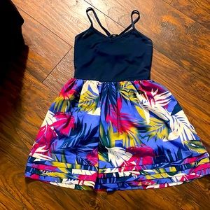 Navy and floral tank dress